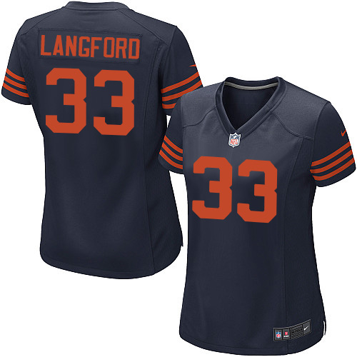 Women's Game Jeremy Langford Nike Jersey Navy Blue Alternate - #33 1940s Throwback NFL Chicago Bears